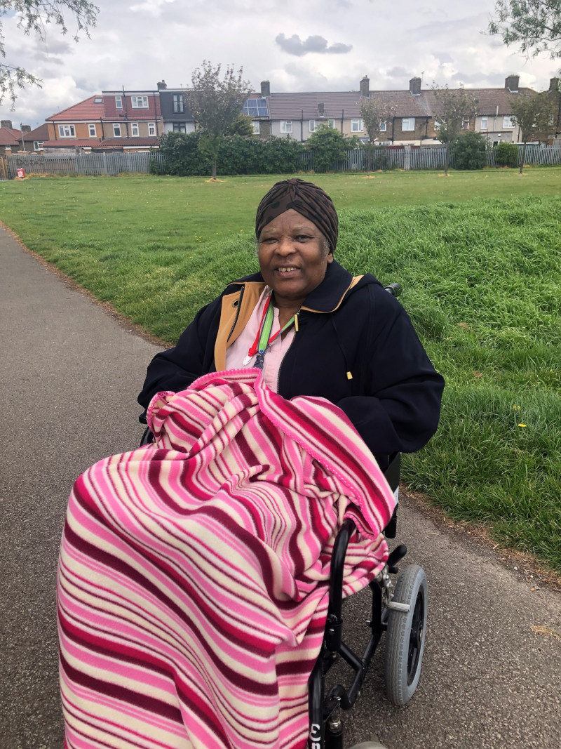 Doris enjoying her trip out to the park!